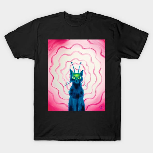 Space Cat Psychic Transmission T-Shirt by starwilliams